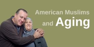 A man hugging his elderly Muslim mother