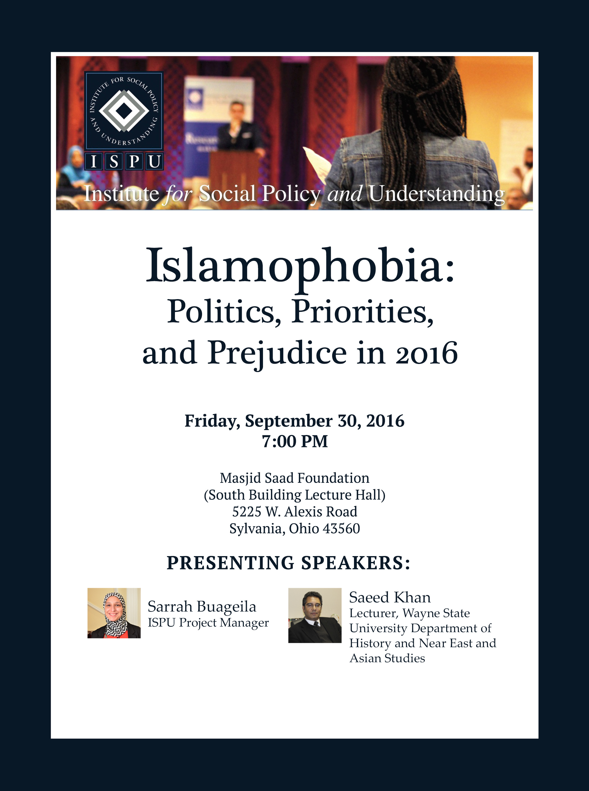 Islamophobia: Politics, Priorities, and Prejudice in 2016 -- Toledo