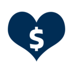 heart with a money symbol in the center