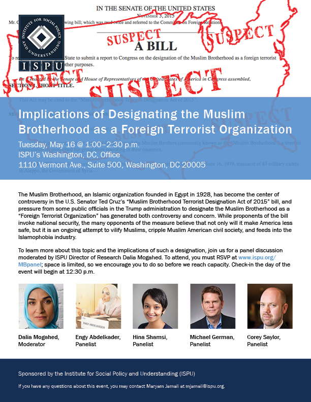 Implications of Designating the Muslim Brotherhood as a Foreign Terrorist Organization event flyer