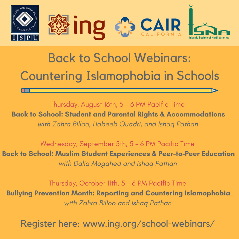 Back to School Webinars: Countering Islamophobia in Schools