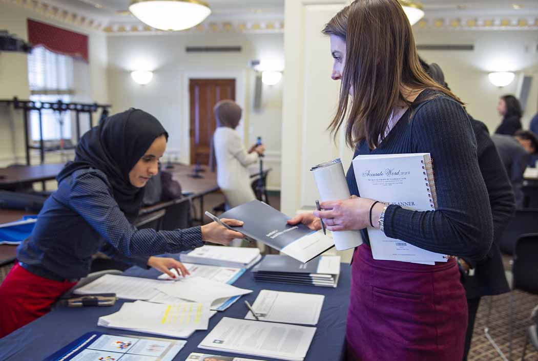 ISPU on Capitol Hill passing out research to House staffers (March 2020)