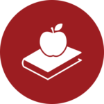 An apple on top of a book icon