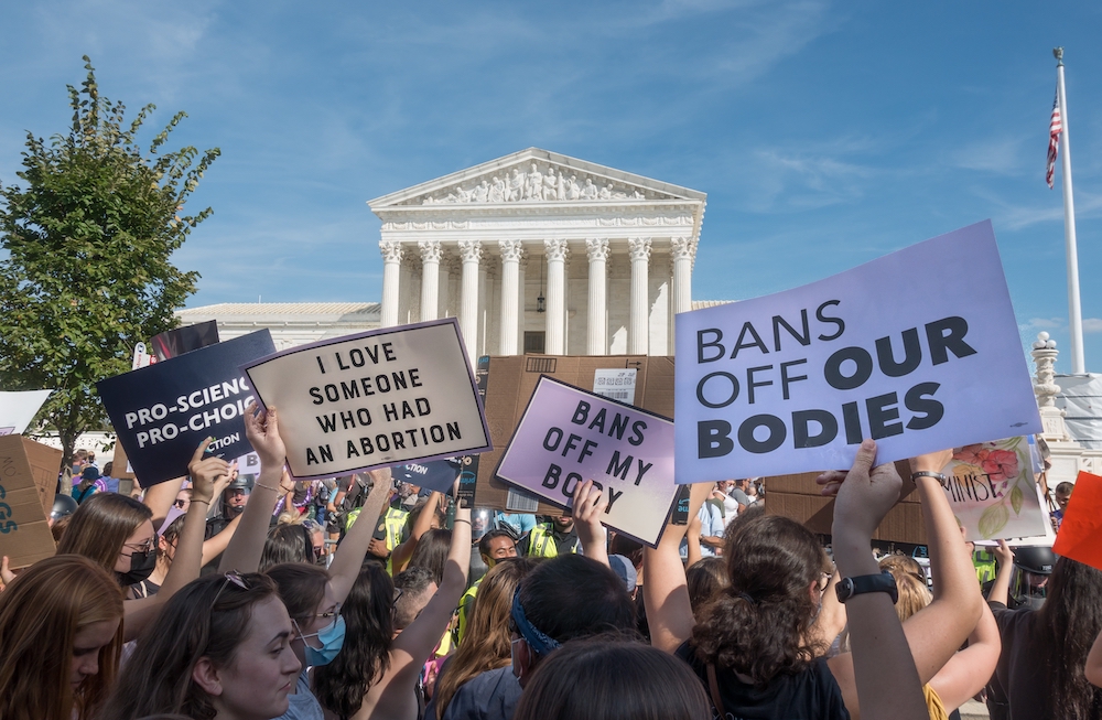 Pro-choice protestors in front of the Supreme Court
